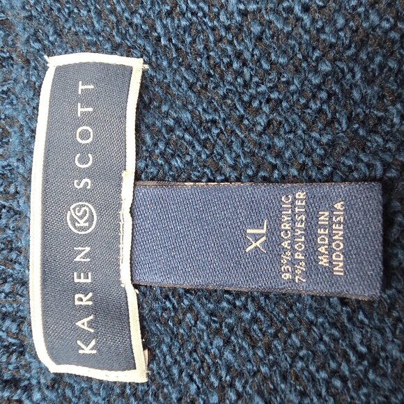 Karen Scott Sweater Womens XL Blue V Neck 3/4 Sleeve Textured Knit Pullover - Picture 6 of 9